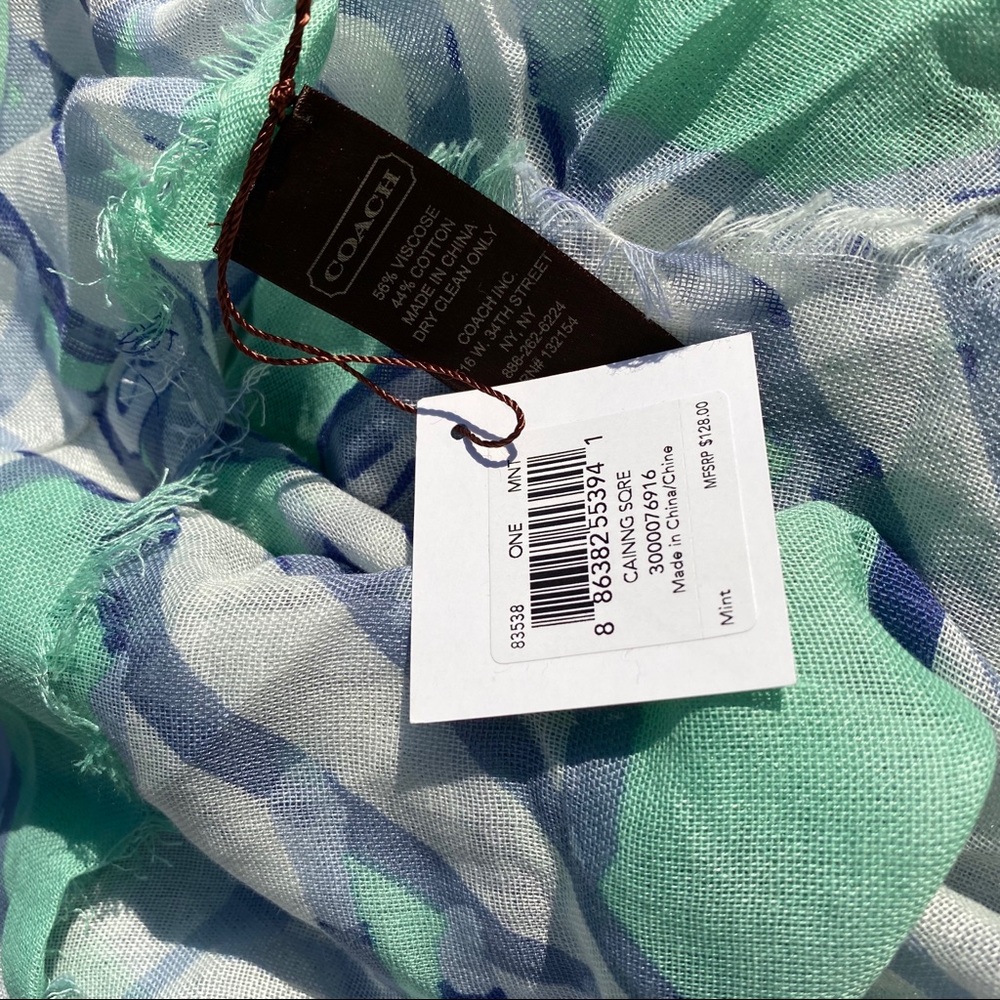 NWT Mint Green Coach Square Scarf - Picture 3 of 5